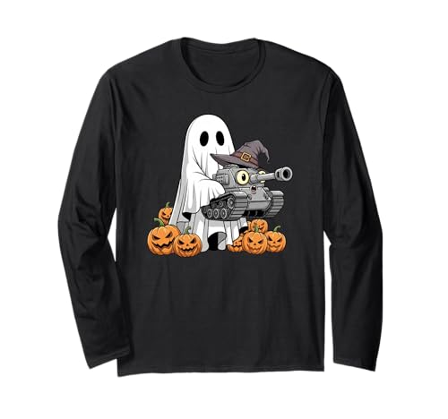 Lustiges Geister-Tanktop Kürbis Halloween Kinder Herren Damen Langarmshirt von Tank Lovers Cute Halloween Outfits for Boy Girl