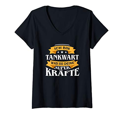 Damen Ich Bin Tankwart I Lustiges Tankstellen T-Shirt mit V-Ausschnitt Damen Ich Bin Tankwart I Lustiges Tankstellen T-Shirt mit V-Ausschnitt von Tankwart Bekleidung