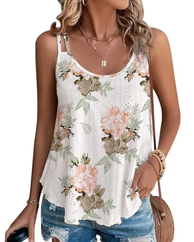 Damen Tanktops Ist Bügelfrei Träger Tops Ärmellose Blusentop Blume M von Tanmolo