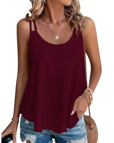 Damen Tanktops Ist Bügelfrei Träger Tops Ärmellose Blusentop Lila Rot M von Tanmolo