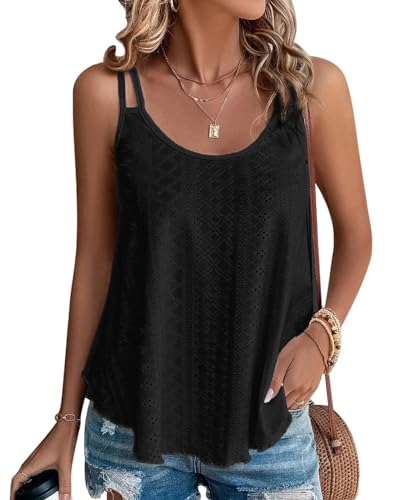 Damen Tanktops Ist Bügelfrei Träger Tops Ärmellose Blusentop Schwarz L von Tanmolo