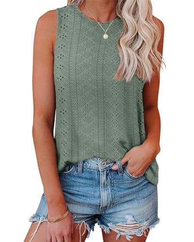 Tank Top Damen Ist Bügelfrei Ärmellose Blusen Sommer Lässiges Basic Oberteile Graugrün M von Tanmolo