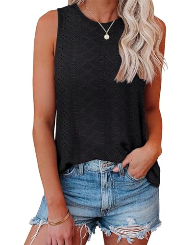 Tank Top Damen Ist Bügelfrei Ärmellose Blusen Sommer Lässiges Basic Oberteile Schwarz 3XL von Tanmolo