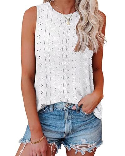 Tank Top Damen Ist Bügelfrei Ärmellose Blusen Sommer Lässiges Basic Oberteile Weiß 3XL von Tanmolo