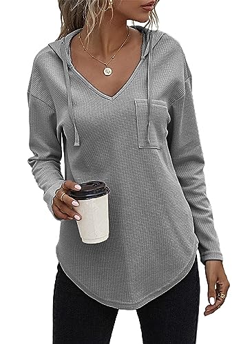Tanmolo Kapuzenpullover Damen Baumwolle Hoodie Pullover Sweatshirt Langarm Tops Casual Oberteile (Hellgrau, M) von Tanmolo
