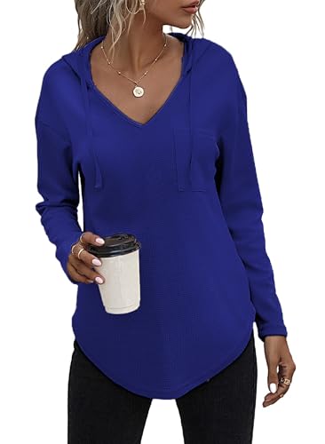 Tanmolo Kapuzenpullover Damen Baumwolle Hoodie Pullover Sweatshirt Langarm Tops Casual Oberteile Königsblau, XXL von Tanmolo