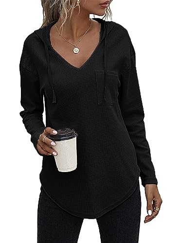 Tanmolo Kapuzenpullover Damen Baumwolle Hoodie Pullover Sweatshirt Langarm Tops Casual Oberteile Schwarz, 3XL von Tanmolo