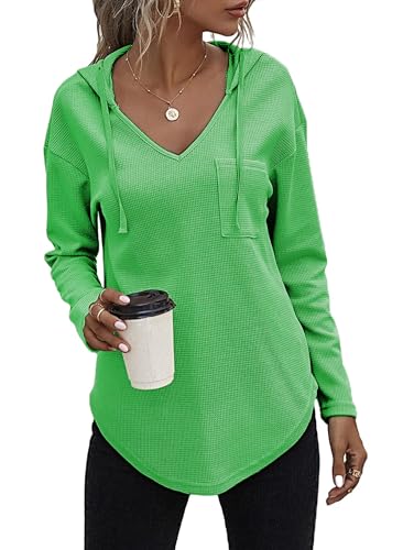 Tanmolo Kapuzenpullover Damen Baumwolle Hoodie Pullover Sweatshirt Langarm Tops Casual Oberteile Apfelgrün, XXL von Tanmolo