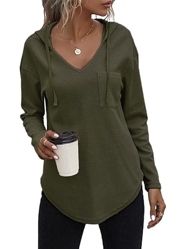 Tanmolo Kapuzenpullover Damen Hoodie Pullover Sweatshirt Langarm Tops Casual Oberteile Armeegrün, L von Tanmolo