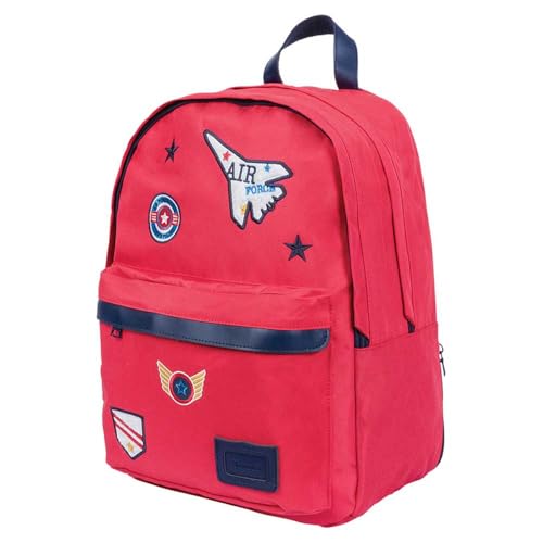 Tann's Rucksack L Antoine rot – Patches und Stickereien Flugzeug und Pilotenpatches – Rucksack für Jungen, 2 Fächer aus recyceltem Polyester – CM1 CM2 College von Tann's