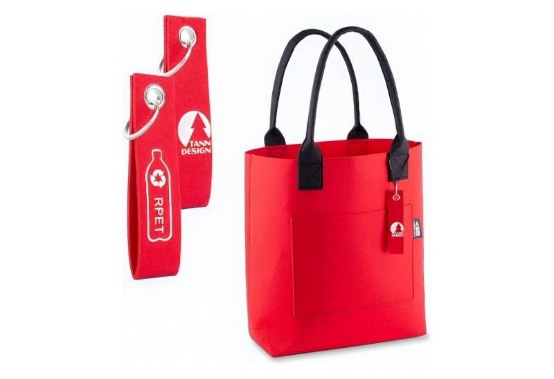 Tanndesign Einkaufsshopper Damen-Shopper Filz Rot aus recyceltem PET (21L) + Schlüsselanhänger von Tanndesign