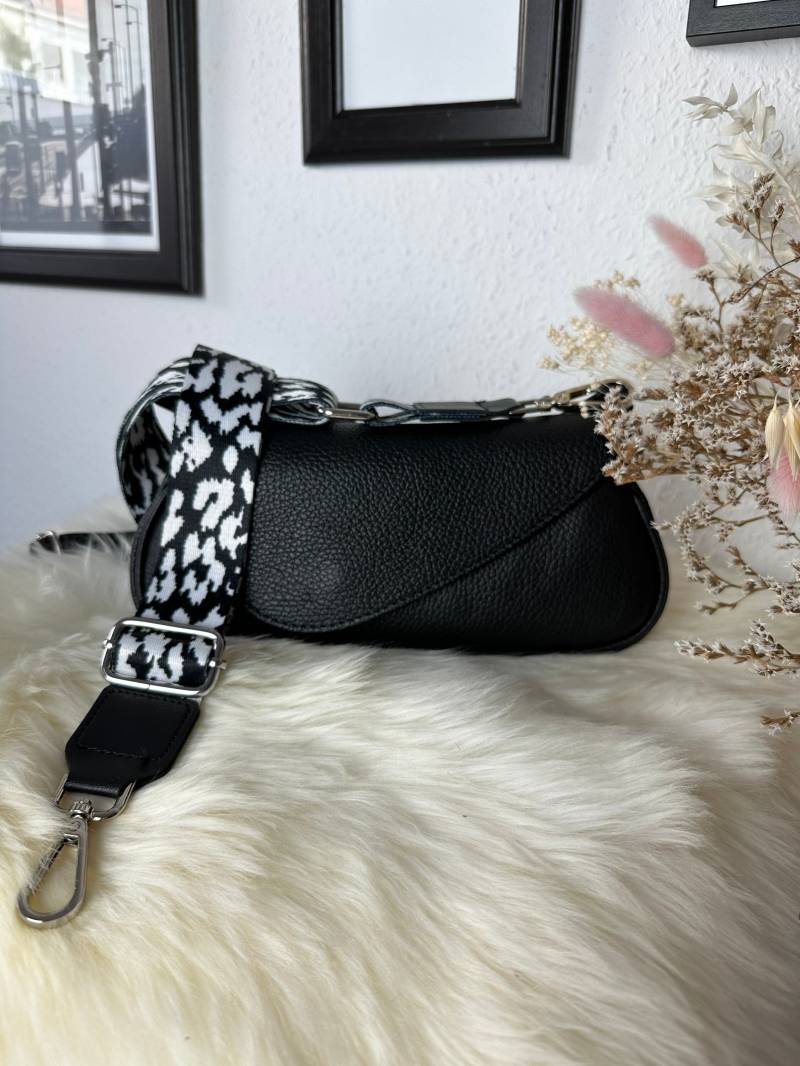 Crossbody Ledertasche Edel Leder Clutch Handtasche Schwarz Made in Italy Abendtasche Geschenkidee - Personalisierbar von TannisDesignHouse