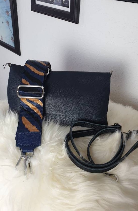 Crossbody Tasche Dunkelblau Edle Leder Clutch Handtasche Made in Italy Weiches Abendtasche -Personalisierbar Valenti von TannisDesignHouse