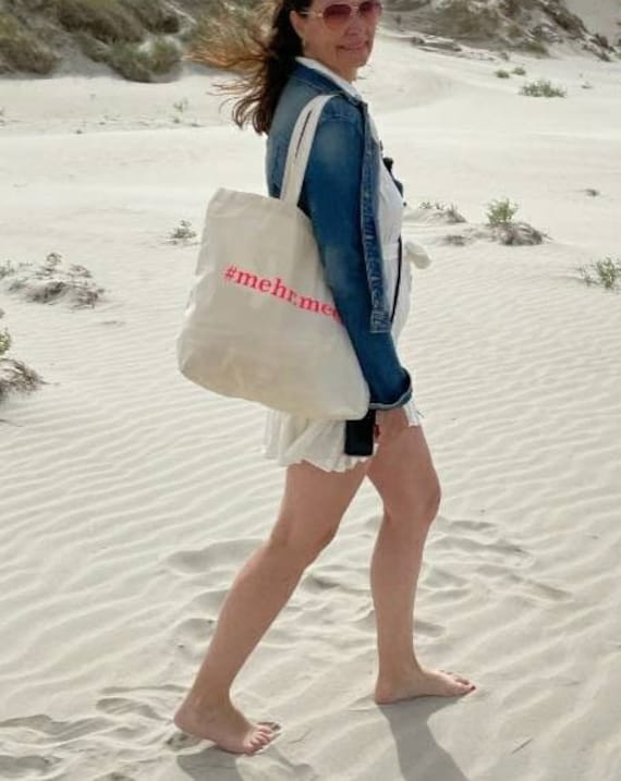 Personalisierter Shopper Tote Bag #meer.mehr Baumwolle Canvas Einkaufstasche, Statement Handgemachte Geschenkidee Geburtstag von TannisDesignHouse