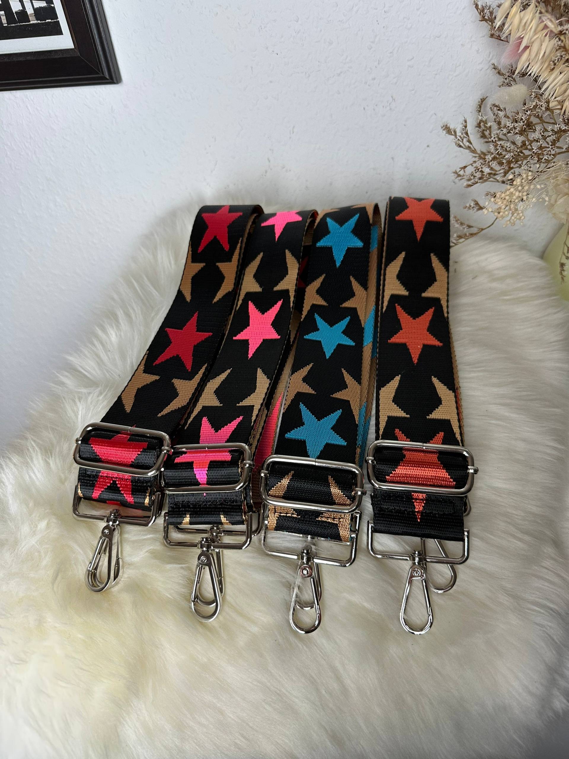 Schultergurt Crossbody Mit Sternen Taschengurt Wechselgurt Gitarrengurt Silberne Beschläge Abendtasche Geschenkidee von TannisDesignHouse