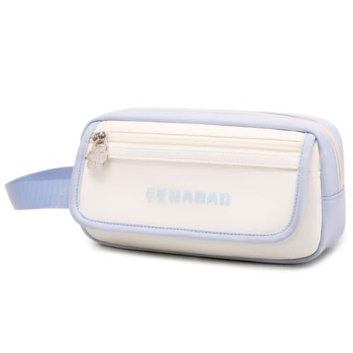 Tanou Federmäppchen für Mädchen, Großes 3-Fach-Mäppchen im Modedesign, Teenager Schreibwaren-Tasche mit Tragegriff für Grundschule Sekundarschule, Blau von Tanou