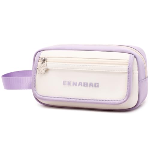 Tanou Federmäppchen für Mädchen, Großes 3-Fach-Mäppchen im Modedesign, Teenager Schreibwaren-Tasche mit Tragegriff für Grundschule Sekundarschule, Lila von Tanou