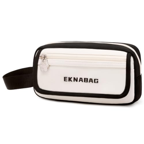 Tanou Federmäppchen für Mädchen, Großes 3-Fach-Mäppchen im Modedesign, Teenager Schreibwaren-Tasche mit Tragegriff für Grundschule Sekundarschule, Schwarz von Tanou