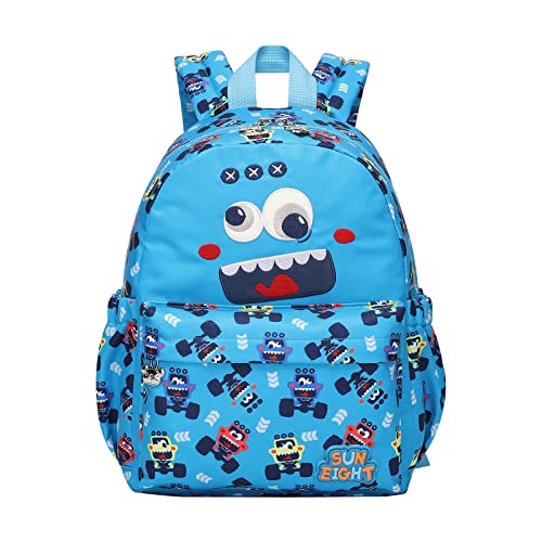 Tanou Kindergartenrucksack Jungen, 8L Rucksack Kinder für Kindergarten, Süße Kinderrucksack mit Brustgurt im Cartoon-Tier-Stil für Kita Junge von 2-5 Jahre, Blaues Auto von Tanou