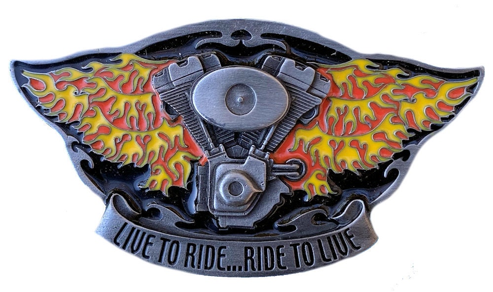 Live To Ride Biker Gürtelschnalle Mit Präsentationsbox von TansideBuckles