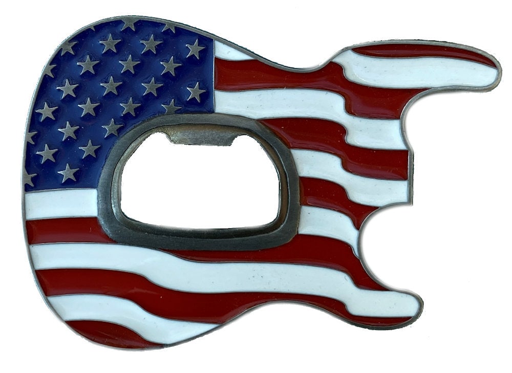 Us Gitarre Flagge Flaschenöffner Gürtelschnalle Mit Präsentationsbox von TansideBuckles