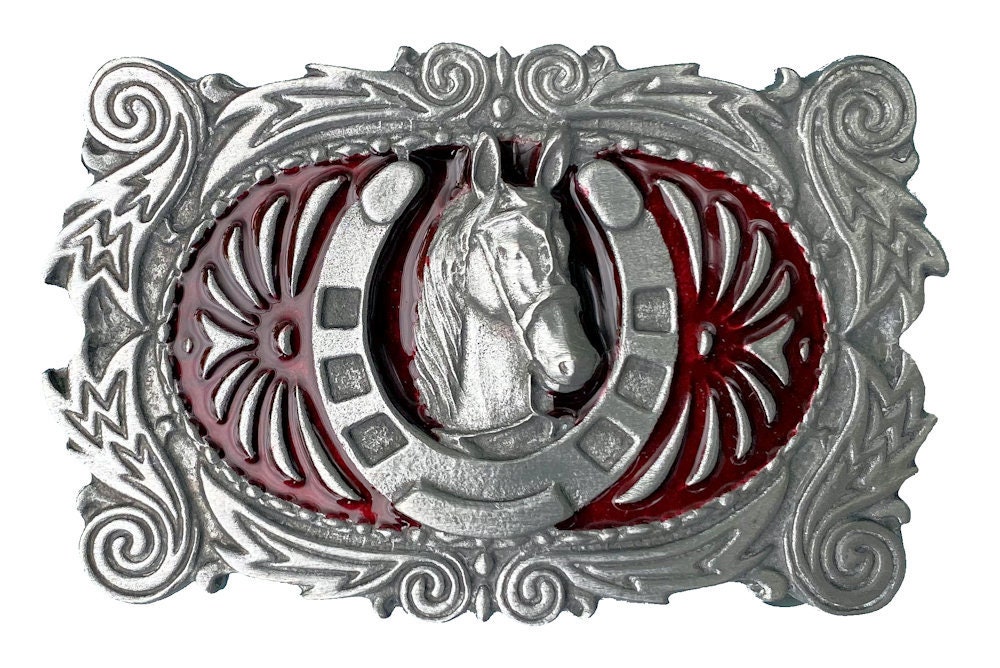 Western Horse Hufeisen Design Gürtelschnalle Mit Präsentationsbox von TansideBuckles