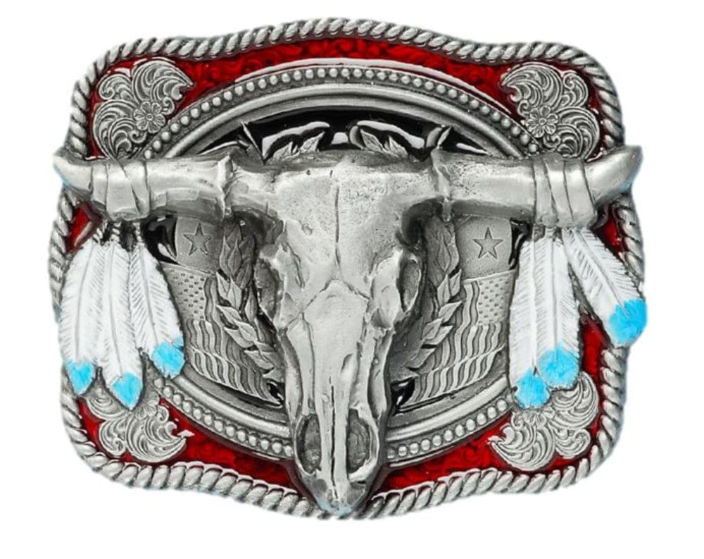 steer Skull Gürtelschnalle Mit Präsentationsbox von TansideBuckles