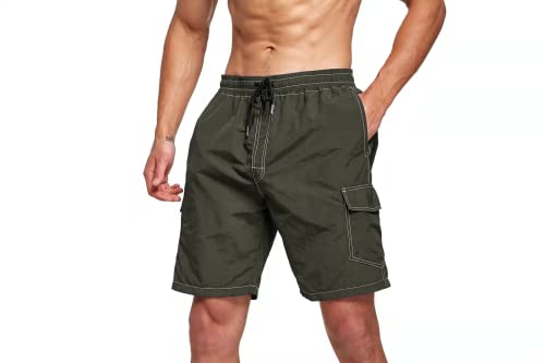 Tansozer Badehose Herren Badeshorts Herren Kurz Schwimmhosen für Männer Kurze Hosen Badehosen Schnelltrocknend Beach Shorts Herren Boardshorts Grün 3XL von Tansozer