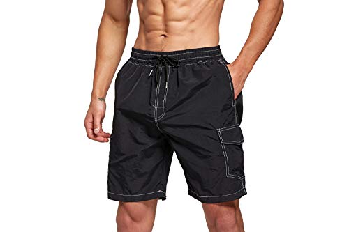 Tansozer Badehose Herren Badeshorts Herren Kurz Schwimmhosen für Männer Kurze Hosen Badehosen Schnelltrocknend Beach Shorts Herren Boardshorts Schwarz M von Tansozer