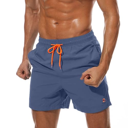 Tansozer Badehose Herren Badeshorts Herren Shorts Kurze Hosen Herren Schnelltrocknend Schwimmhose Männer Boardshorts mit Kordel Denim Blau 3XL von Tansozer