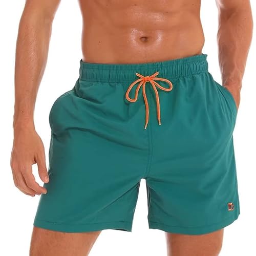 Tansozer Badehose Herren Badeshorts Herren Shorts Kurze Hosen Herren Schnelltrocknend Schwimmhose Männer Boardshorts mit Kordel Gras-Grün 2XL von Tansozer