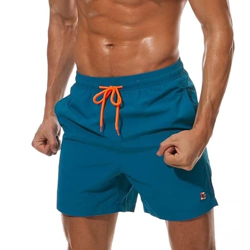 Tansozer Badehose Herren Badeshorts Herren Shorts Kurze Hosen Herren Schnelltrocknend Schwimmhose Männer Boardshorts mit Kordel Pfauenblau M von Tansozer