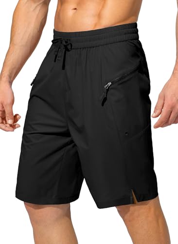 Tansozer Badehose Herren Schnelltrocknend Badeshorts Boardshorts Wasserabweisend Schwimmhose Herren mit Reißverschlusstasche und Verstellbarem Tunnelzug S1 Schwarz 3XL von Tansozer