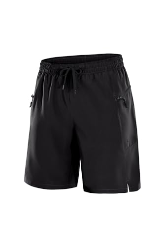 Tansozer Badehose Herren Schnelltrocknend Badeshorts Boardshorts Wasserabweisend Schwimmhose mit Mesh-Futter und Reißverschlusstasche Schwarz S von Tansozer