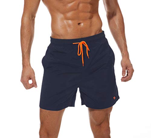 Tansozer Badeshorts Herren Badehose Herren Shorts Kurze Hosen Herren Schnelltrocknend Schwimmhose Männer Boardshorts mit Kordel Dunkelblau M von Tansozer