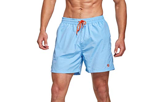 Tansozer Badeshorts Herren Badehose Herren Shorts Kurze Hosen Herren Schnelltrocknend Schwimmhose Männer Boardshorts mit Kordel Hellblau 2XL von Tansozer