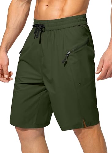 Tansozer Badeshorts Herren Schnelltrocknend Surfen Strandhose Badehosen für Herren Surf Shorts Freizeit Short Summer Short mit Reißverschlusstasche und Verstellbarem Tunnelzug Armeegrün M von Tansozer