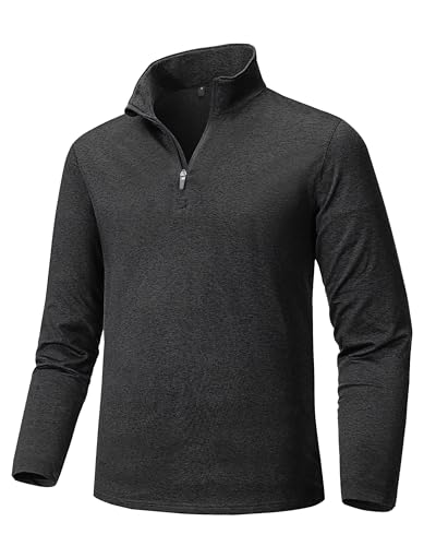Tansozer Funktionsshirt Herren Langarm Ski Pullover Fleece Half Zip Langarmshirt Sport Atmungsaktiv Wandershirt Polo, Schwarz, XL von Tansozer