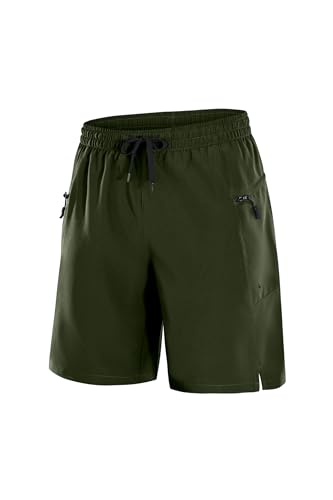 Tansozer Herren Badehose Männer Schwimmhose Boardshorts für Männer Sporthose kurz, Badehose Herren lang wasserdichte Badeshorts mit Reißverschlusstasche Armeegrün 2XL von Tansozer