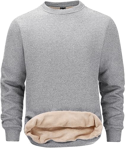 Tansozer Herren Fleece Pullover Warm Sweatshirt Winter Thermo Arbeitspullover Gefütterte Sweater Sherpa Winterpullover Rundhals, Hellgrau, XL Tansozer Herren Fleece Pullover Warm Sweatshirt Winter Thermo Arbeitspullover Gefütterte Sweater Sherpa Winterpullover Rundhals, Hellgrau, XL von Tansozer