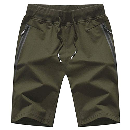 Tansozer Mens Shorts Men Summer Gym Shorts Mens Sports Shorts with Pockets Mens Cotton Shorts Mens Jogger Shorts Mens Casual Sweat Shorts Elasticated Waist Green L von Tansozer