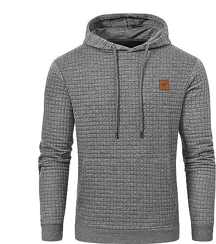 Tansozer Herren Hoodie Casual Pullover Hoodies Sweatshirt Kapuzenpullover mit Tasche Hellgrau 2XL von Tansozer