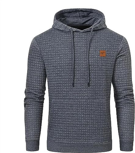 Tansozer Herren Hoodie Casual Sweatshirt Classic Kapuzenpullover mit Tasche Dunkelgrau L von Tansozer