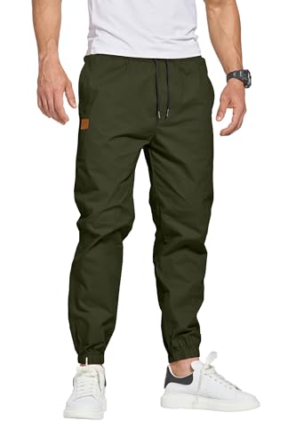 Tansozer Herren Hose Modern Freizeithose Herren Jogginghose Herren Baumwolle Casual Sporthose Herren mit Taschen Armee Grün L von Tansozer