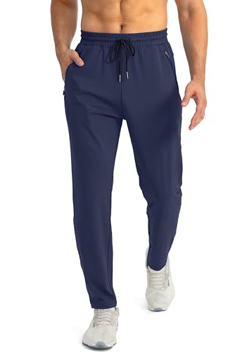 Tansozer Herren Jogger Trainingshose Lang Atmungsaktiv Track Pants Sweatpants Sport Hosen Männer Fitness Hose Blau M von Tansozer