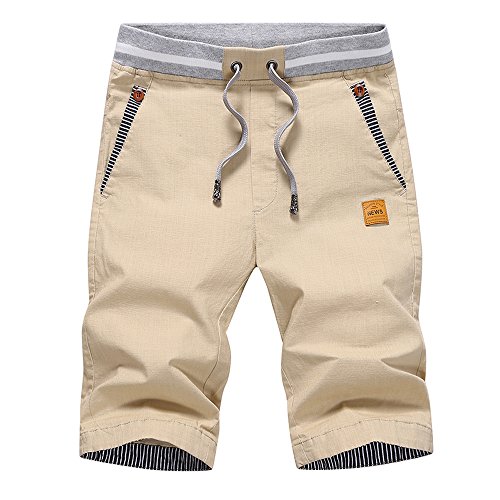 Tansozer Kurze Hosen Herren Shorts Herren Sommer Chino Gummizug Khaki M von Tansozer