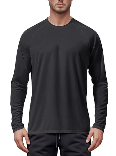 Tansozer UV Shirt Herren Wasser Langarm UPF 50 Sonnenschutz T-Shirt Sport Langarmshirt Atmungsaktiv Wandershirt Sommer, Schwarz, L von Tansozer