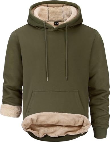 Tansozer Herren Warme Kapuzenpullover Fleece Sweatshirts Hoodies Gefütterte Winterpullover Fleecepullover (Armeegrün, M) von Tansozer