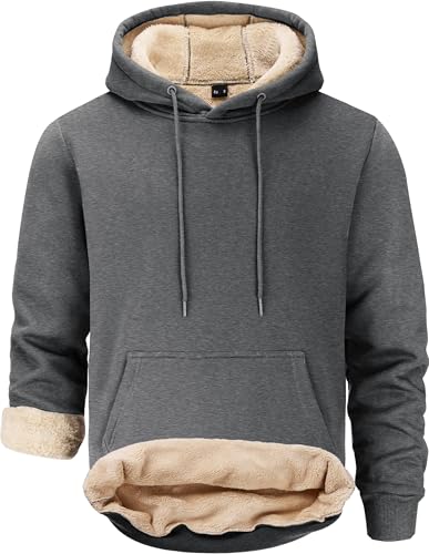 Tansozer Herren Warme Kapuzenpullover Fleece Sweatshirts Hoodies Gefütterte Winterpullover Fleecepullover (Dunkelgrau, XXL) von Tansozer