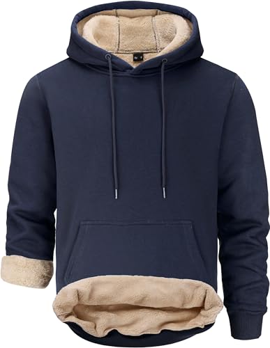 Tansozer Herren Warme Kapuzenpullover Fleece Sweatshirts Hoodies Gefütterte Winterpullover Fleecepullover (Marineblau, L) von Tansozer